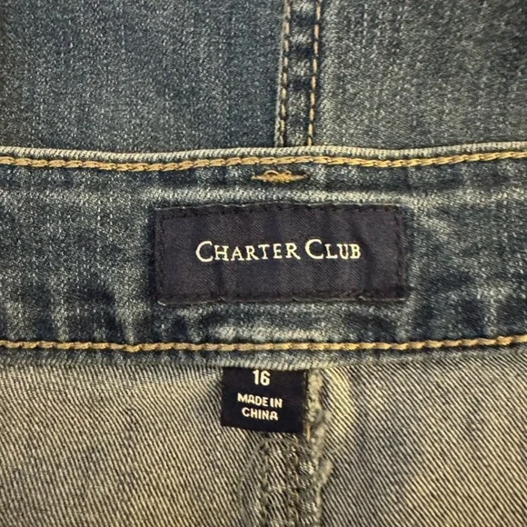 Charter Club Size 16 Solid Dark Blue Knee-Length Denim Skirt - EUC - Picture 3 of 4